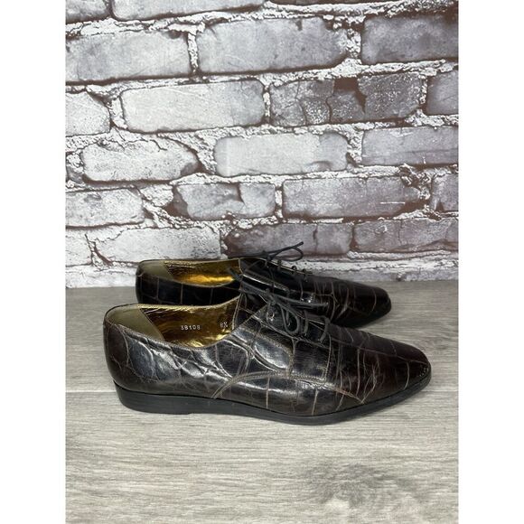 Joan & David Brown Aligator Embossed Leather Lace Oxfords Women Sz 8.5M US/39EU - Picture 15 of 16